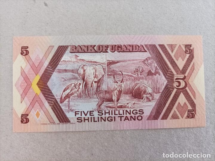 Billetes extranjeros: Billete de Uganda de 5 schilings, a&ntilde;o 1987, UNC - Foto 1