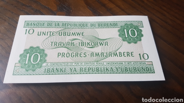 Billetes extranjeros: 10 FRANCS BURUNDI 2007 - Foto 2