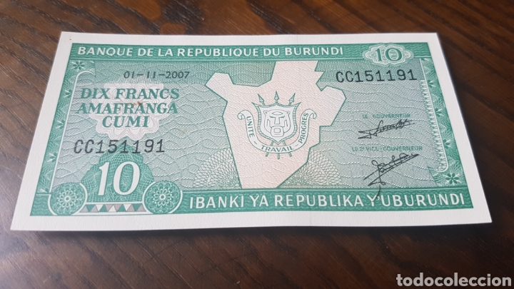 Billetes extranjeros: 10 FRANCS BURUNDI 2007 - Foto 1
