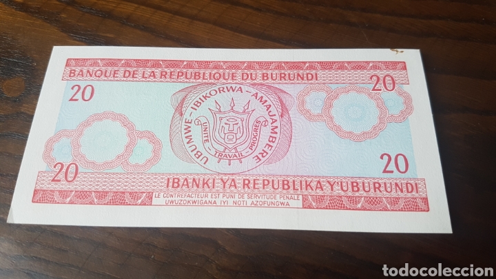 Billetes extranjeros: 20 FRANCS BURUNDI 2007 - Foto 2