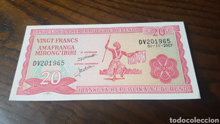Billetes extranjeros: 20 FRANCS BURUNDI 2007 - Foto 1