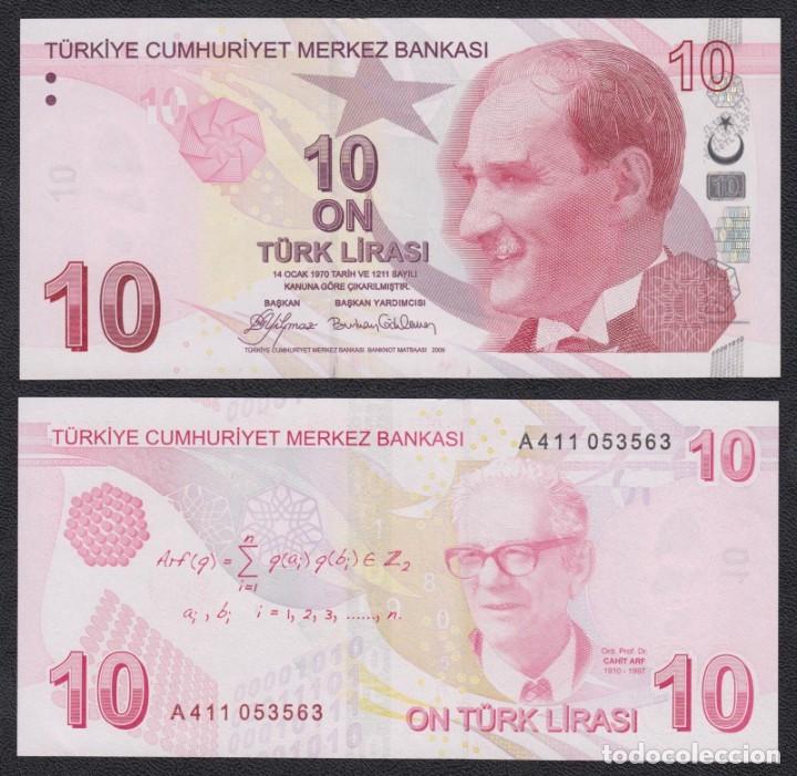 Billets internationaux: TURQUIA 10 LIRAS 2009 Pick 223a Prefijo 'A' SC / UNC