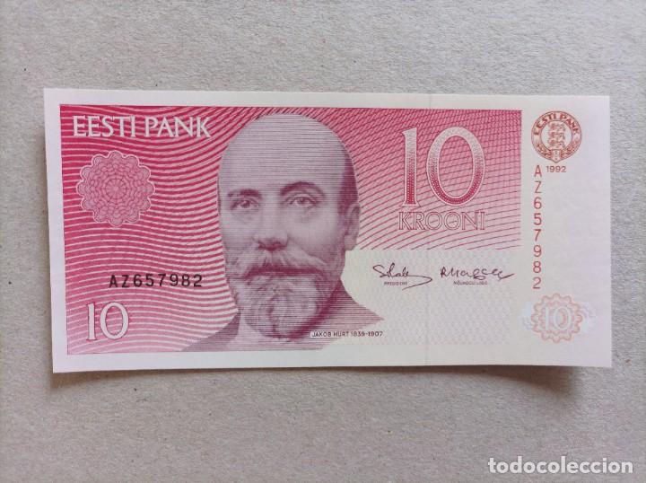 Billetes extranjeros: Billete de Estonia de 10 Krooni, a&ntilde;o 1992, UNCIRCULATED - Foto 1