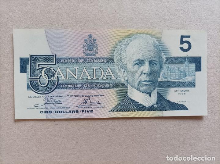 Billetes extranjeros: Billete de Canad&aacute; de 5 Dollar, a&ntilde;o 1986, UNC - Foto 2