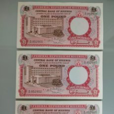 Billetes extranjeros: 3X BILLETES 1 POUND NIGERIA TRIO CORRELATIVO SIN CIRCULAR 1967