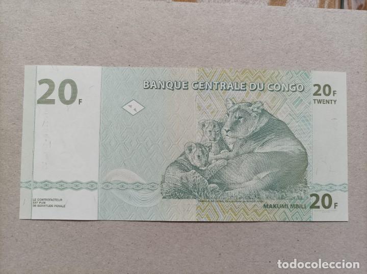 Billetes extranjeros: Billete de Congo de 20 francs del a&ntilde;o 2003, sc/plancha - Foto 2