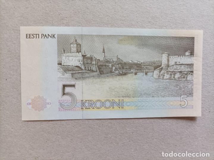 Billetes extranjeros: Billete de Estonia de 5 Krooni, a&ntilde;o 1992, UNCIRCULATED - Foto 2