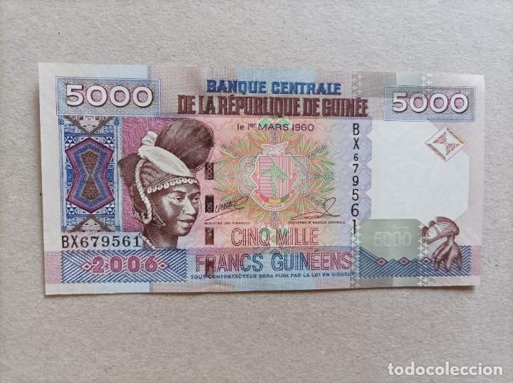 Billets internationaux: Billete de la Republica de Guinea de 5000 francs, a&ntilde;o 2006, UNC