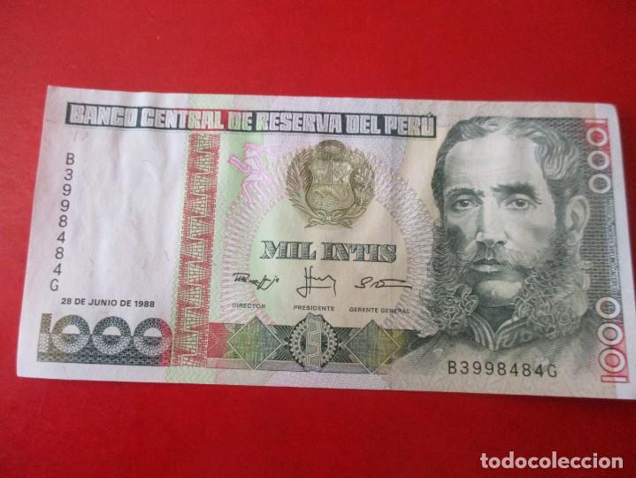 Billetes extranjeros: Peru billete de 1000 intis 1988 sin circular - Foto 1