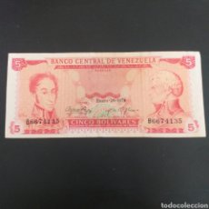 Billetes extranjeros: VENEZUELA 5 BOLIVARES 1974. Lote 349840164