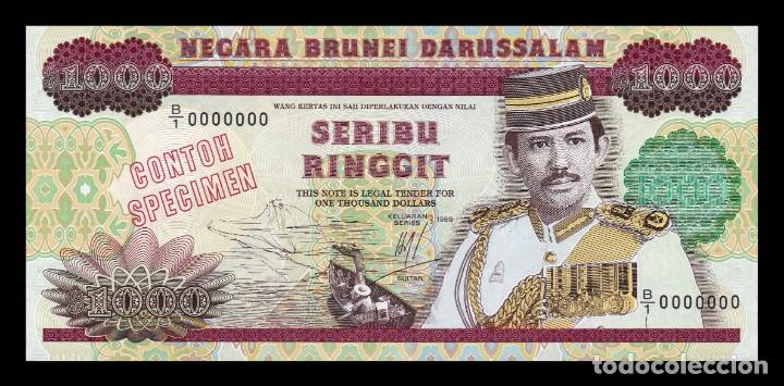 Billetes extranjeros: Brunei 1000 Ringgit 1989 Pick 19s Specimen SC UNC - Foto 1