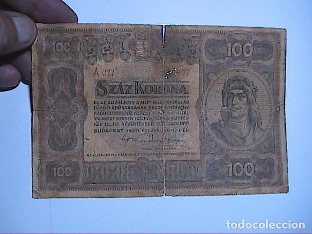 Billetes extranjeros: 100 CORONAS DE HUNGRIA. 1920. - Foto 1