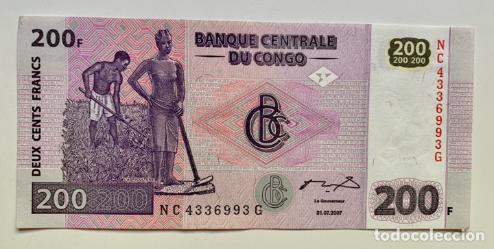 Billetes extranjeros: Billete CONGO 200 Francos 2007 SC - Foto 1
