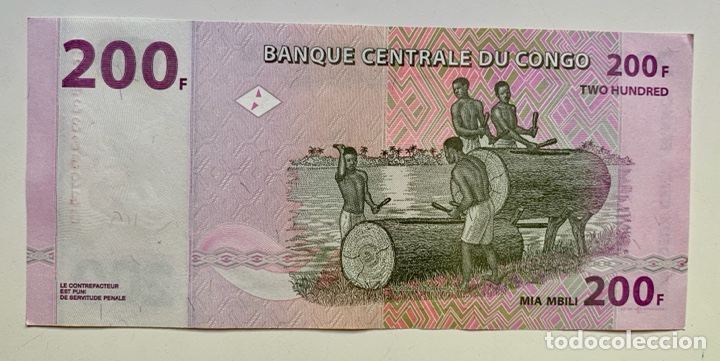 Billetes extranjeros: Billete CONGO 200 Francos 2007 SC - Foto 2