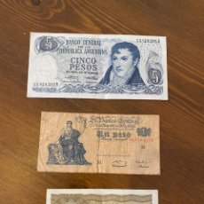 Billetes extranjeros: LOTE DE 3 BILLETES REPÚBLICA ARGENTINA 1947 / 1975