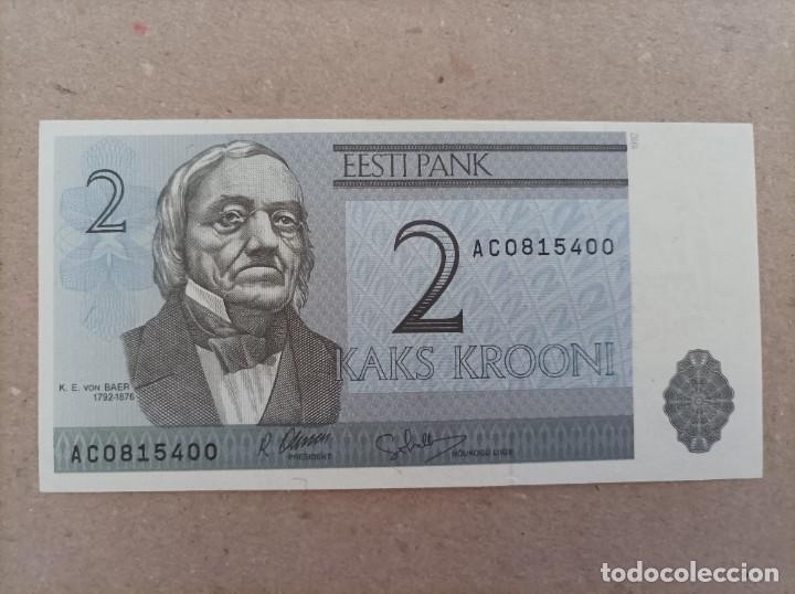 Billetes extranjeros: Billete de Estonia de 2 Krooni, a&ntilde;o 1992, UNCIRCULATED - Foto 1