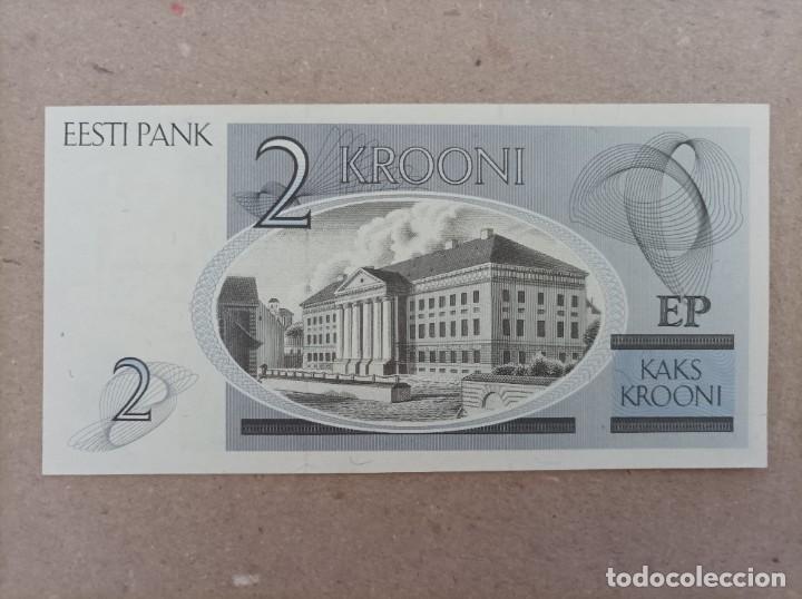 Billetes extranjeros: Billete de Estonia de 2 Krooni, a&ntilde;o 1992, UNCIRCULATED - Foto 2