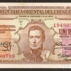 Billetes extranjeros: URUGUAY. 1 PESO L. 1939. PICK 35 B. SERIE C.. Lote 353304334