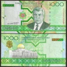 Billetes extranjeros: TURKMENISTAN. 1000 MANAT 2005. PICK 20. S/C.. Lote 378954574