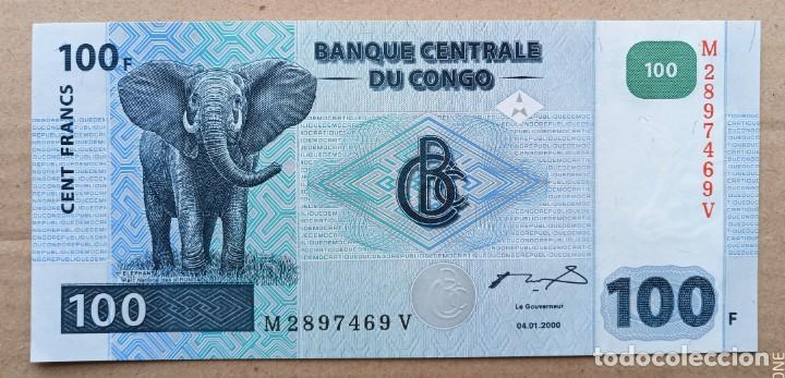 Billetes extranjeros: CONGO - 100 FRANCOS 2000 SERIE M2897469V SC - Foto 1