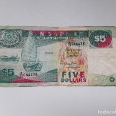 Billetes extranjeros: SINGAPUR 5 DOLLARS (1989) P.19 BC+. Lote 354497688