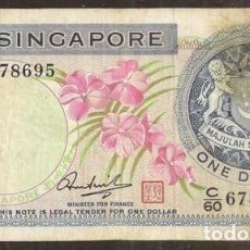 Billetes extranjeros: SINGAPUR (SINGAPORE). 1$ (1973). PICK 1. VER FIRMAS. Lote 355252943