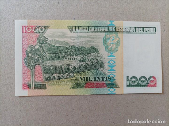 Billetes extranjeros: Billete de Per&uacute; de 1000 Intis, a&ntilde;o 1988, Uncirculated - Foto 2
