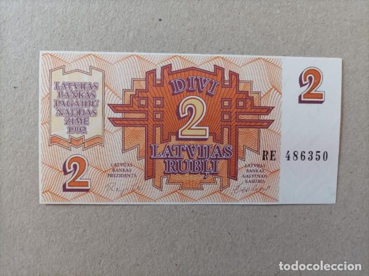 Billetes extranjeros: Billete de Letonia de 2 rublos, a&ntilde;o 1992, UNC - Foto 1