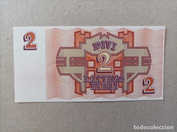 Billetes extranjeros: Billete de Letonia de 2 rublos, a&ntilde;o 1992, UNC - Foto 2