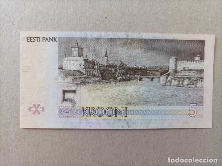 Billetes extranjeros: Billete de Estonia de 5 Krooni, a&ntilde;o 1994, UNCIRCULATED - Foto 2