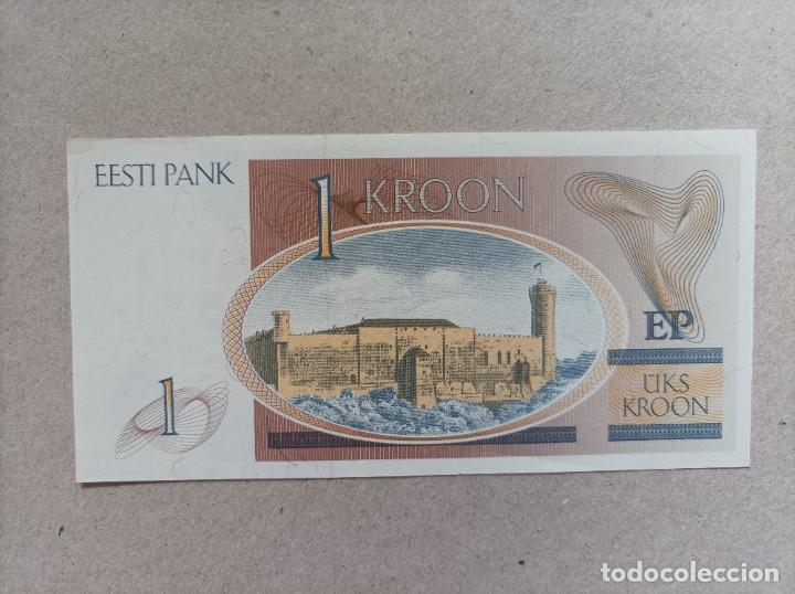 Billetes extranjeros: Billete de Estonia de 1 Krooni, a&ntilde;o 1992, UNCIRCULATED - Foto 2