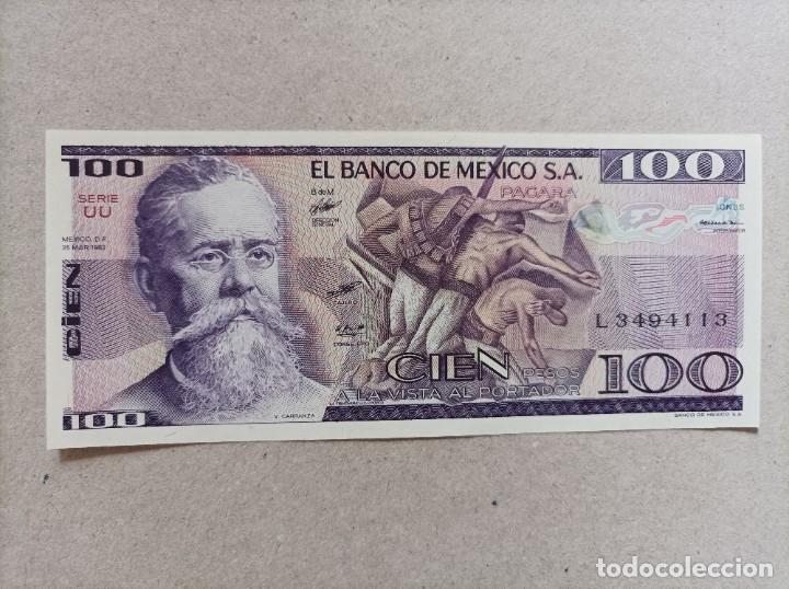Billetes extranjeros: Billete de M&eacute;xico de 100 pesos, a&ntilde;o 1982, UNC - Foto 1