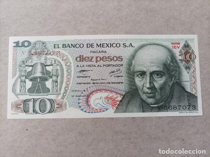 Billetes extranjeros: Billete de M&eacute;xico de 10 pesos 1977, UNC - Foto 1