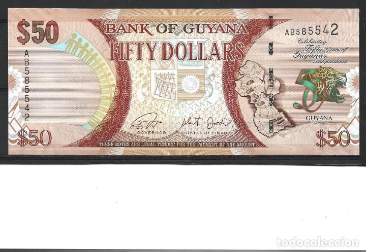 Billetes extranjeros: t403) GUYANA 50 DOLLARS 2016 - UNC - Foto 2