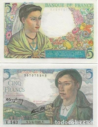 Billetes extranjeros: BILLETE 5 FRANCS 1945 - Foto 1