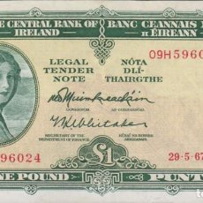 Billetes extranjeros: BILLETES - IRLANDA - 1 POUND 29-5-67 - SERIE 09H - PICK-64A (MBC+)