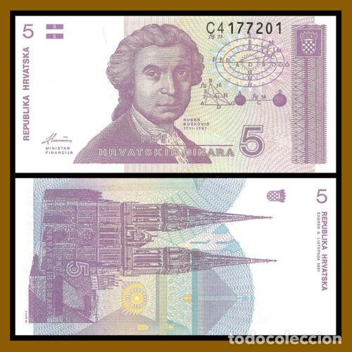 Billetes extranjeros: CROACIA - 5 DINARES DE 1991 - SIN CIRCULAR - Foto 1