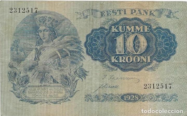 Billetes extranjeros: BILLETE 10 KROONI, ESTONIA 1928 - Foto 1