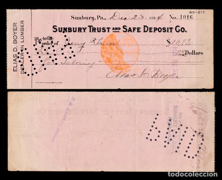 Billetes extranjeros: ESTADOS UNIDOS - CHEQUE DE 1914 - Foto 1