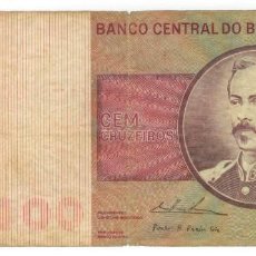 Notas Internacionais: BANKNOTES / BILLETES DE BRASIL, 100 CRUZEIROS , P.195AA(2), ND (1974 & 1981), VG (CIRCULADO). Lote 360448000