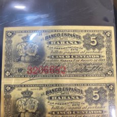 Billetes extranjeros: 2 BILLETES SIN CIRCULAR PLANCHA LA HABANA 1883. Lote 360878350