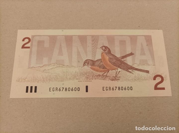 Billetes extranjeros: Billete de Canad&aacute; de 2 d&oacute;lares, del a&ntilde;o 1986, UNC - Foto 2
