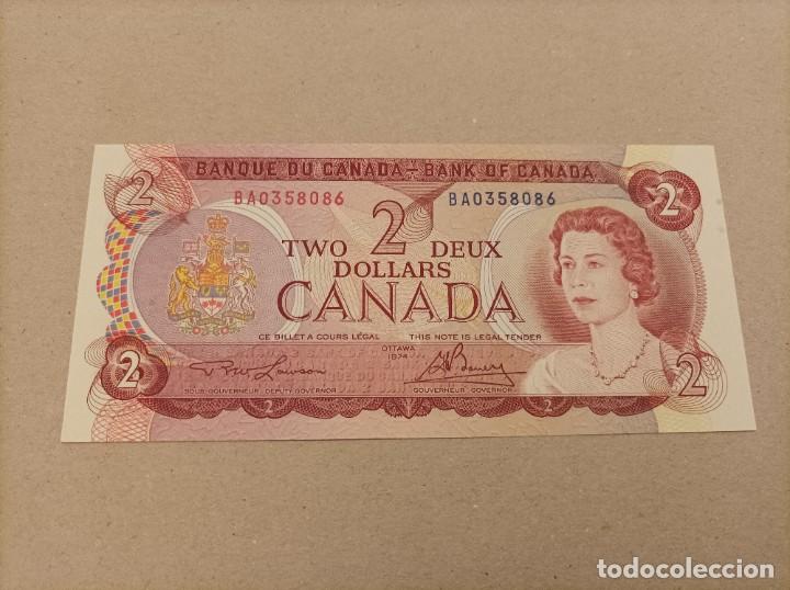 Billetes extranjeros: Billete de Canad&aacute; de 2 d&oacute;lares, del a&ntilde;o 1974, UNC - Foto 1
