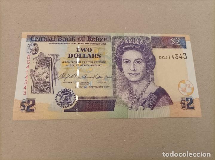 Billetes extranjeros: Billete de Belice de 2 d&oacute;lares, a&ntilde;o 2007, Uncirculated - Foto 1