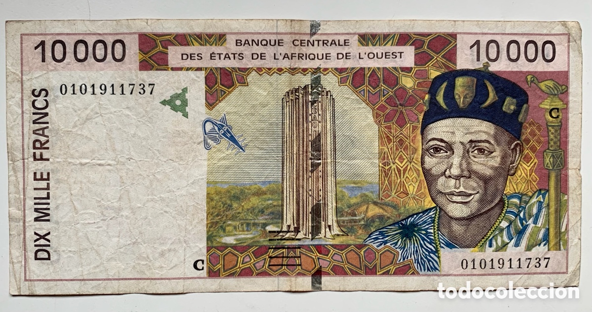Banconote internazionali: Billete ESTADOS AFRICA OCCIDENTAL C (Burkina Faso) 10000 Francos 2001. Afrique L&rsquo;ouest
