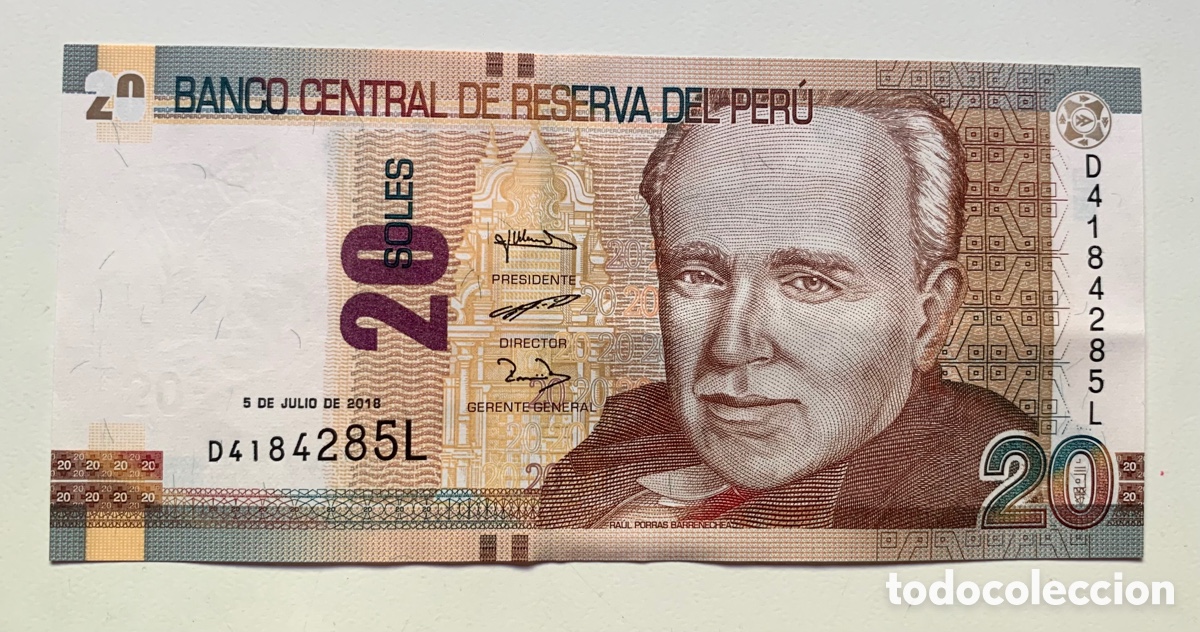 Billetes extranjeros: Billete PERU 20 Soles 2018 SC - Foto 1