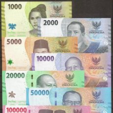 Billetes extranjeros: INDONESIA. 1000, 2000. 5000. 10000, 20000, 50000, 100000 RUPIAH (RUPEES) 2022. S/C. Lote 364412911