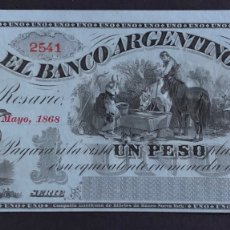 Billetes extranjeros: CMC ARGENTINA 1 PESO 1868 PICK S1525 SC-. Lote 365696766