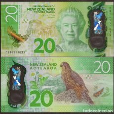 Billetes extranjeros: NUEVA ZELANDA (NEW ZEALAND). 20 $ 2015. POLIMERO. S/C. ISABEL II, FAUNA, AVE.. Lote 365763231