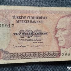Billetes extranjeros: TÜRKEI 100 LIRA 1970 GELDSCHEIN. Lote 365899741